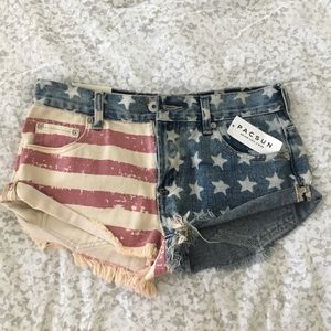 Pacsun American Flag Jean Shorts